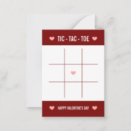 Tarjeta Pequeña Dulce Divertido Tic Tac Toe Día de San Valentín