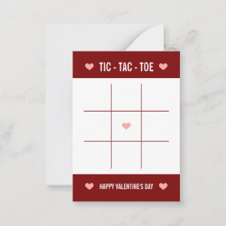 Tarjeta Pequeña Dulce Divertido Tic Tac Toe Día de San Valentín