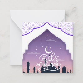 Tarjeta Pequeña Dulce Eid Mubarak Púrpura