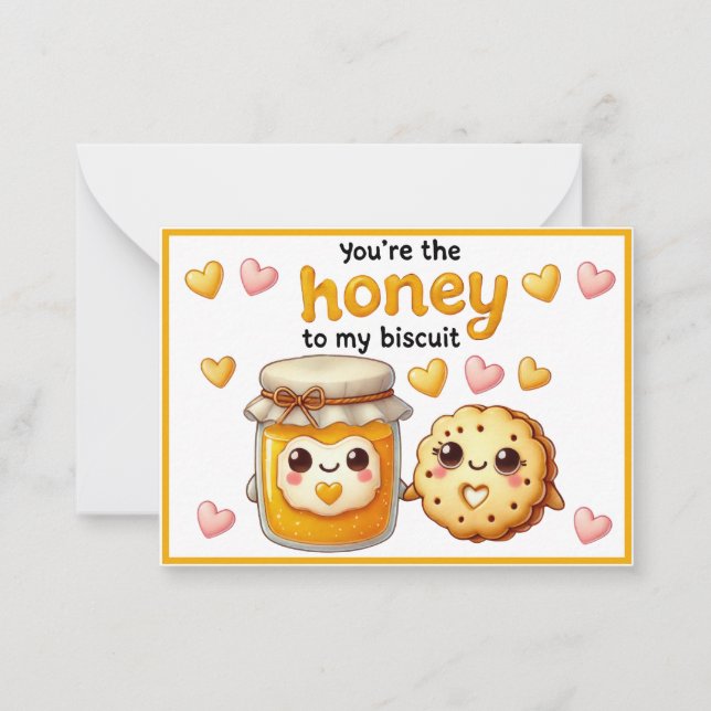 Tarjeta Pequeña Dulce Kawaii Miel y Galletas (Anverso)
