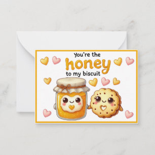 Tarjeta Pequeña Dulce Kawaii Miel y Galletas