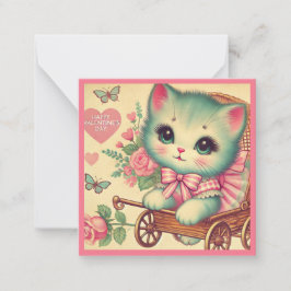 Tarjeta Pequeña Dulce Kitten Día de San Valentín en el Aula 