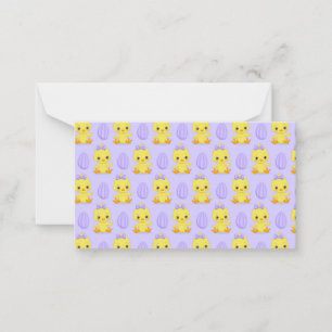 Tarjeta Pequeña Dulce Patrón de Pascua de Pollo Amarillo Purpura
