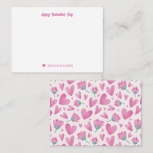 Tarjeta Pequeña Dulce patrón floral rosa corazón día de San Valent