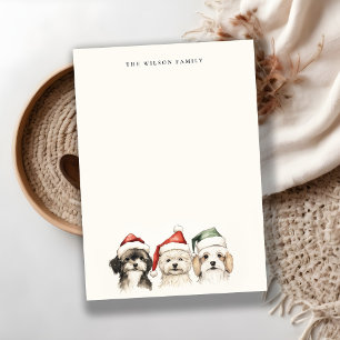 Tarjeta Pequeña Dulce perro acuarela Peludo y brillante Navidad