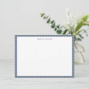 Tarjeta Pequeña Dulce Personalizado Cuadro de Gingham Retro Morado