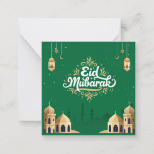 Tarjeta Pequeña Dulce saludo de Eid Mubarak verde