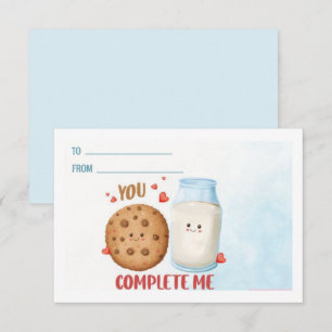 Tarjeta Pequeña Dulce Tú Me Completas Leche y Galletas San Valentí