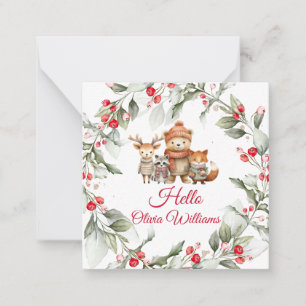 Tarjeta Pequeña Dulces Animales del Bosque de Navidad Baby Shower