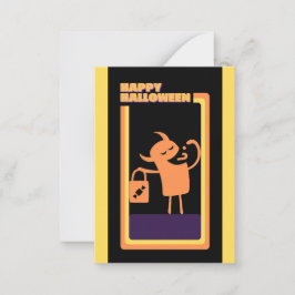 Tarjeta Pequeña Dulces o Trucos de Monstruo de Halloween para Niño