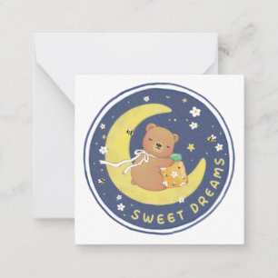 Tarjeta Pequeña Dulces sueños: Oso de peluche y Ilustracion de mie