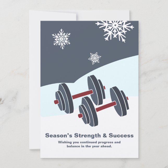 Tarjeta Pequeña Dumbbell Season's Strength & Success Grey White (Anverso)