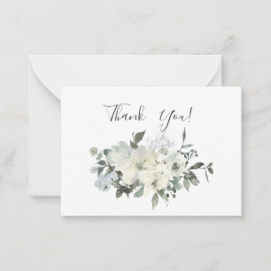 Tarjeta Pequeña Duste Blue & White Floral Gracias