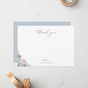 Tarjeta Pequeña Dusty Blue Garden Floral Gracias