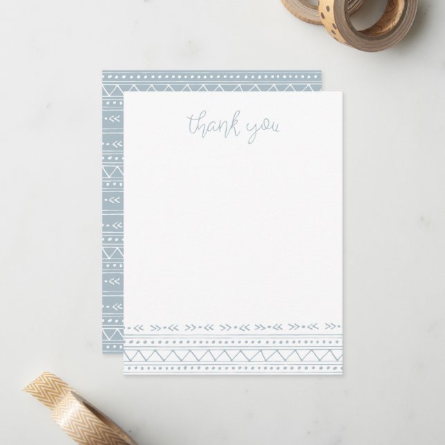 Tarjeta Pequeña Dusty Blue Modern Boho Gracias (Anverso/Reverso In Situ)