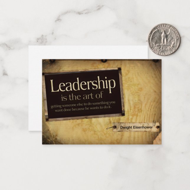 Tarjeta Pequeña Dwight Eisenhower Inspiradora cita "Liderazgo" (Anverso/Reverso In Situ)