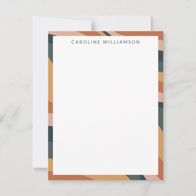 Tarjeta Pequeña Earthy Boho Resumen Lines Terracotta Personalizado (Anverso)