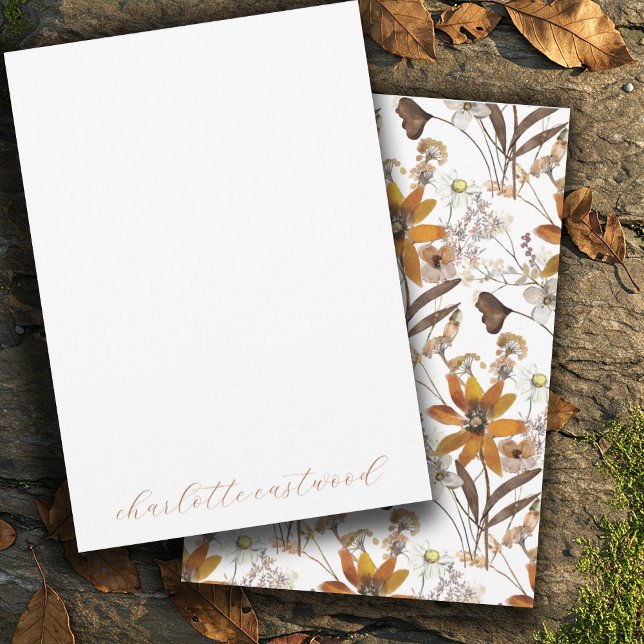 Tarjeta Pequeña Earthy Rustic Gold Brown Flores salvajes de otoño (Subido por el creador)