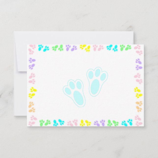 Tarjeta Pequeña Easter Bunny Paw Print Pattern Blank (Anverso)