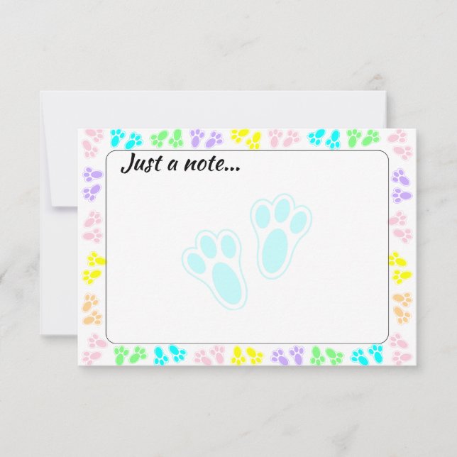 Tarjeta Pequeña Easter Bunny Paw Print Pattern Just a Note (Anverso)