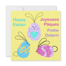 Easter Egg-Bunnies Saludos Inglés Francés