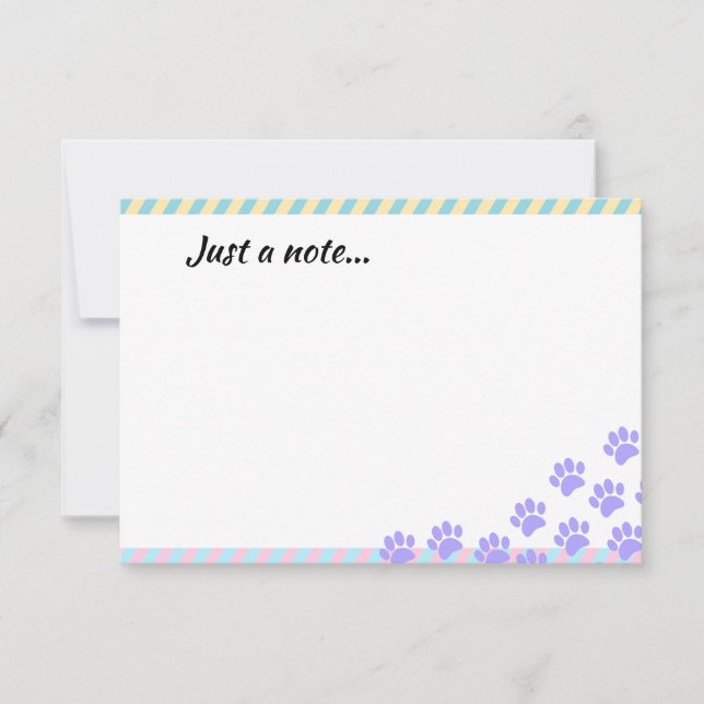 Tarjeta Pequeña Easter Puppy Paw Prints Just a Note (Anverso)