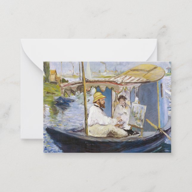 Tarjeta Pequeña Edouard Manet - Monet en su Studio Boat (Anverso)