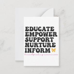 Tarjeta Pequeña Educar Empower Support Nurture Inform Breastfeed
