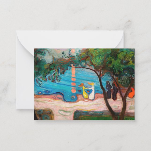 Tarjeta Pequeña Edvard Munch - Baile en la playa (Anverso)