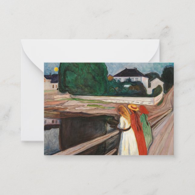 Tarjeta Pequeña Edvard Munch - Los Chicas en el puente (Anverso)