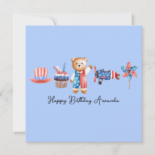 Tarjeta Pequeña EEUU Feliz cumpleaños, cumpleaños estadounidense p