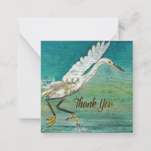 Tarjeta Pequeña Egret Gorgeous Bird Beach House Gracias