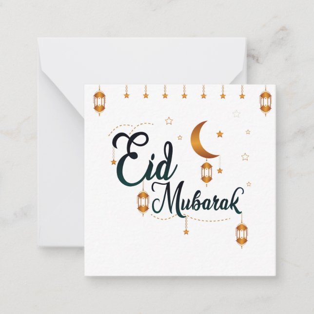 Tarjeta Pequeña Eid Mubarak Golden (Anverso)