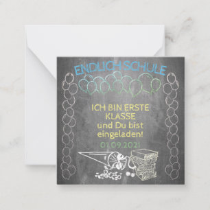 Tarjeta Pequeña Einladungskarte zur Einschulung im Tafelstil