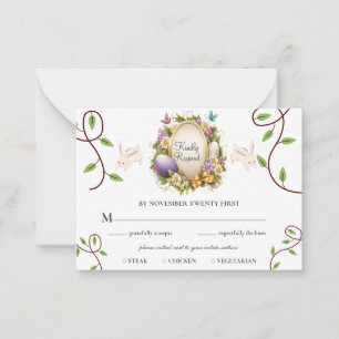 Tarjeta Pequeña Ejemplo de White Easter Vibe Forest Bunny RSVP