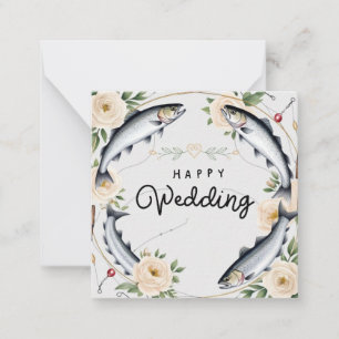 Tarjeta Pequeña El amante de la pesca saluda feliz Boda