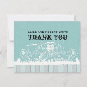 Tarjeta Pequeña El azul antiguo personalizado le agradece las