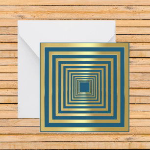 Tarjeta Pequeña El azul dorado cuadrado elegante efecto 3d
