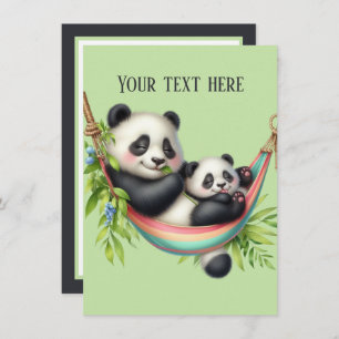 Tarjeta Pequeña El bebé panda de mamá lindo añada mensaje