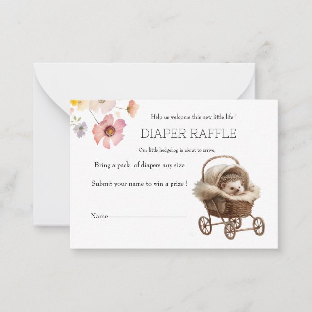 Tarjeta Pequeña El bebé victoriano Hedgehog Diaper Raffle (Anverso)