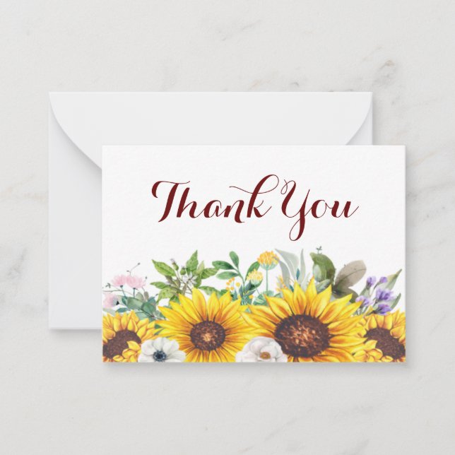 Tarjeta Pequeña El Bouquet Del Girasol Gracias (Anverso)