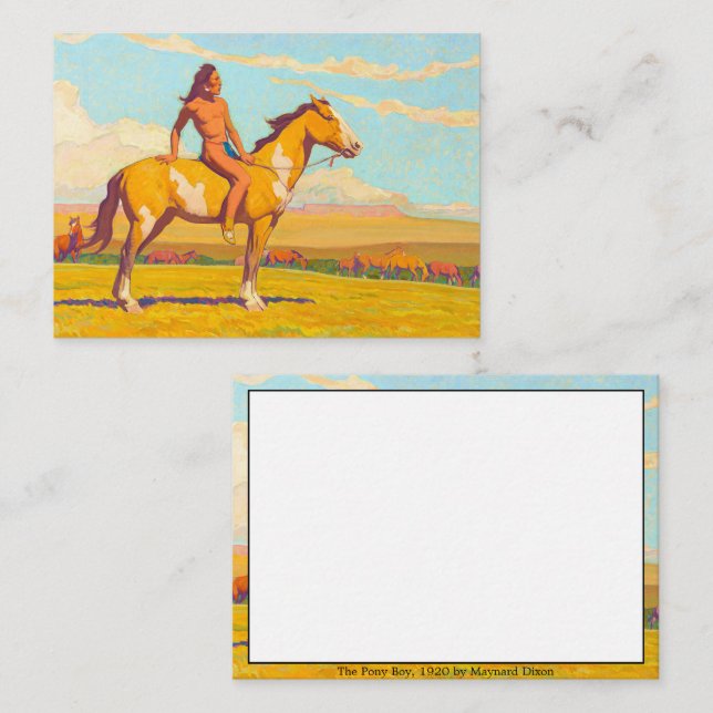 Tarjeta Pequeña El chico pónico, 1920, de Maynard Dixon (Anverso / Reverso)