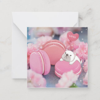 Tarjeta Pequeña El día de San Valentín: Bulldog francés, macarones