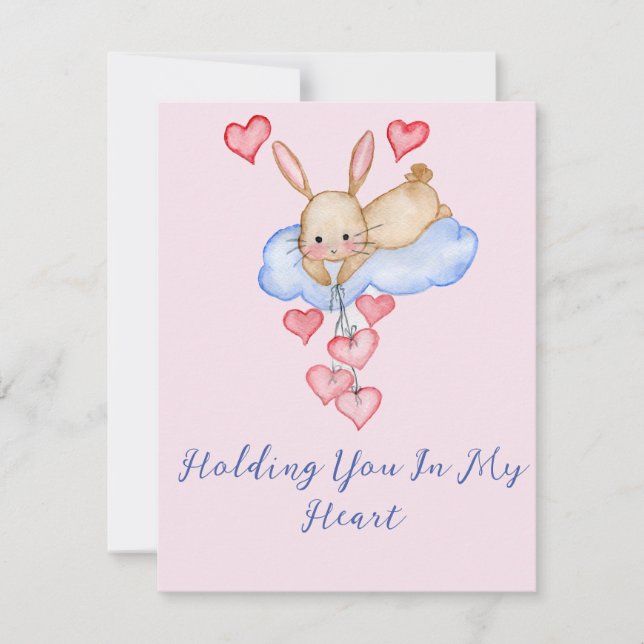 Tarjeta Pequeña El día de San Valentín Cute acuarela liebre con gl (Anverso)