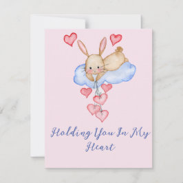 Tarjeta Pequeña El día de San Valentín Cute acuarela liebre con gl