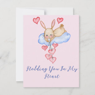 Tarjeta Pequeña El día de San Valentín Cute acuarela liebre con gl