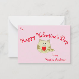 Tarjeta Pequeña El día de San Valentín de amor rosado Kitty Tamaño