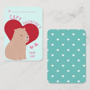 Tarjeta Pequeña El día de San Valentín de aula Capybara Capy