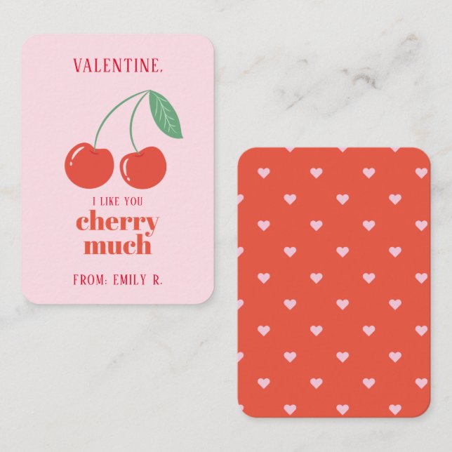 Tarjeta Pequeña El día de San Valentín de aula Cherry Many Card (Anverso / Reverso)