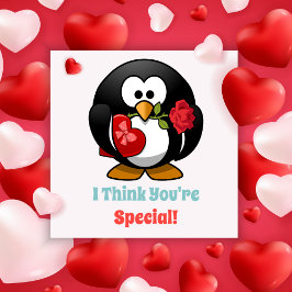 Tarjeta Pequeña El día de San Valentín de aula Penguin Heart